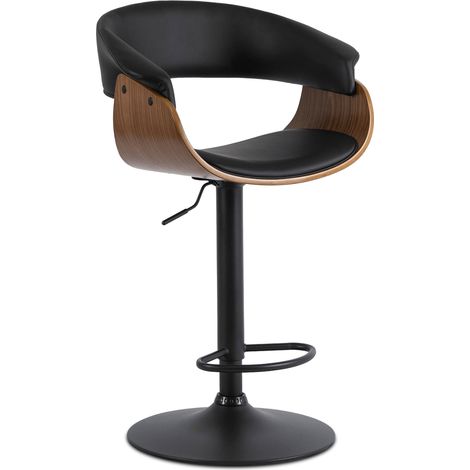 Sgabello girevole Nevada Black Modern in legno curvato (1/5)