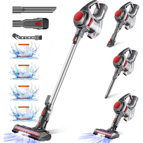 Aspirateur sans fil, 40 000 Pa, 50 min, 450 W, avec 4 filtres HEPA et bac à poussière de 1,6 l, pour tapis, sols durs, poils d'animaux (1/5)