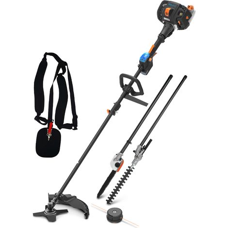 Lawnmaster – Outil multifonction thermique 26cc – Débroussailleuse, taille-haie, élagueuse – Moteur puissant, démarrage électronique – Système anti-vibration