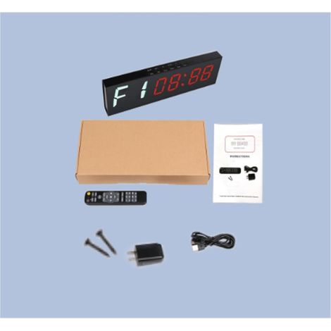 Grande horloge LED numérique surdimensionnée 1.8 "6 chiffres LED minuterie d'intervalle compte à rebours/haut horloge chronomètre minuterie d'entraînement for Garage maison Gym Sport entraînement Étag (1/5)