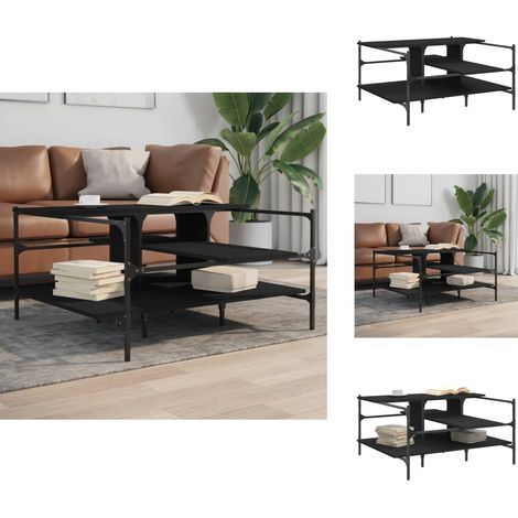 Table basse noir 100x100x48,5 cm bois d'ingénierie - Table Basse - Meuble Salon - Table D'appoint - Table Design - Mobilier Moderne (1/5)