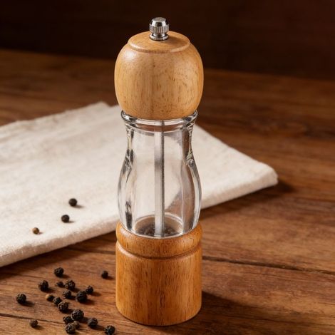 Transparente Salz- und Pfeffermühle aus Holz, Handmühle, Küchenutensil, Weihnachtsgeschenk für Erwachsene, Männer und Frauen (1/5)