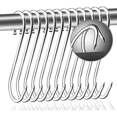 Juego de 10 ganchos para carne y ahumado de acero inoxidable de 13 cm con forma de S. (1/5)