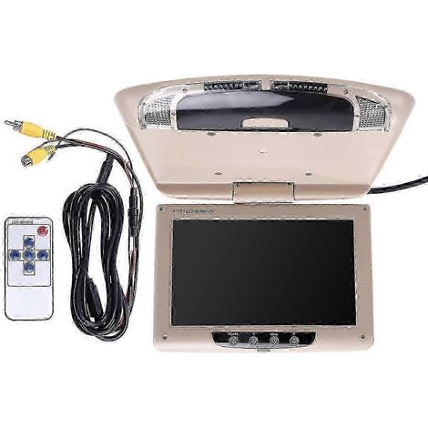 Écran LCD beige rabattable de 10,1 pouces, monté au plafond, pour système de divertissement arrière avec entrée HDMI