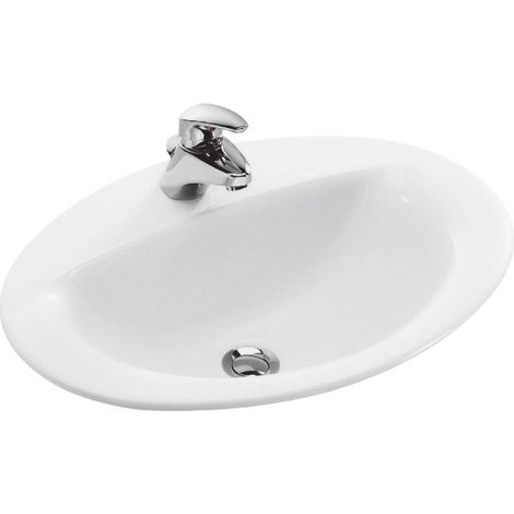 Jacob Delafon – Vasque à encastrer 56x43 cm E415500 – Finition blanche – Avec trop plein – Percée 1 trou pour robinet