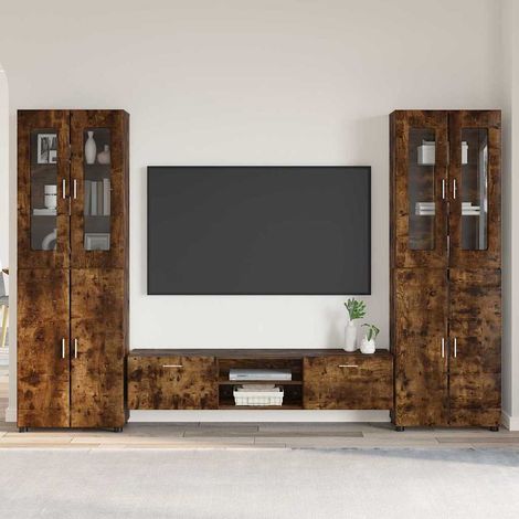vidaXL Ensemble meuble TV FLORIN 3 pcs Chêne fumé Bois d'ingénierie