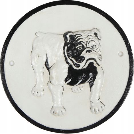 Bouledogue sur plaque ovale en fonte - Décoration à suspendre (1/5)