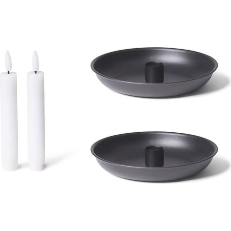 Porte-bougies lot de 2 noir 13 cm coupelle couronne l'Avent