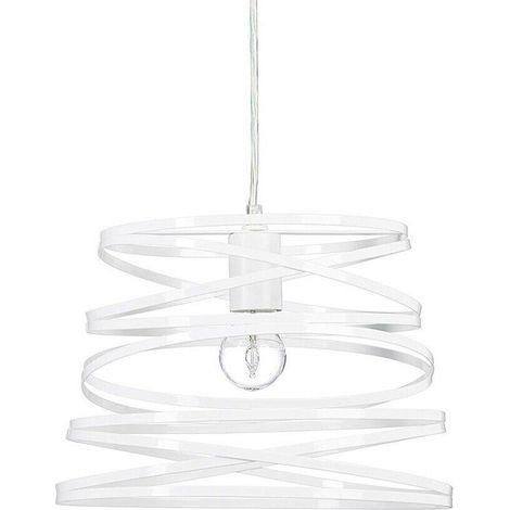 TrAdE Shop Traesio - Lampadario A Sospensione Moderno Paralume Metallo A Vortice Traforato Bianco A08 -