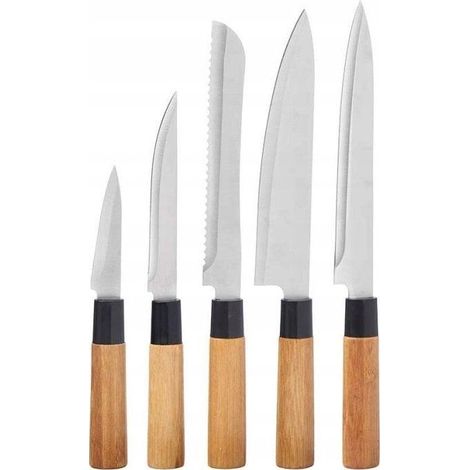 Kinvara Conjunto de 5 Cuchillos Acero Inoxidable Bambú (1/2)
