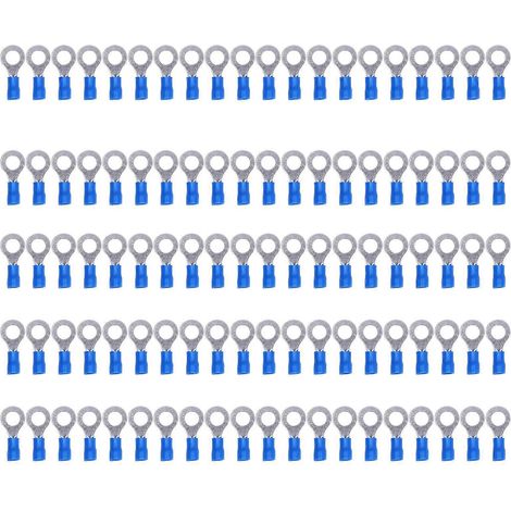 100 cosses annulaires pré-isolées en cuivre et PVC à sertir pour machines, calibre AWG 16-14