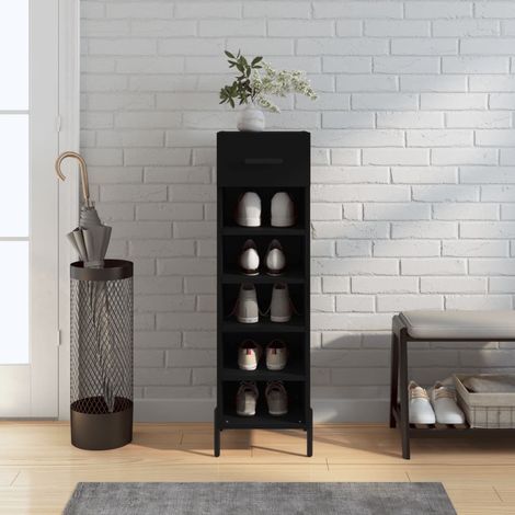 Schuhschrank Schwarz 30x35x105 cm Holzwerkstoff