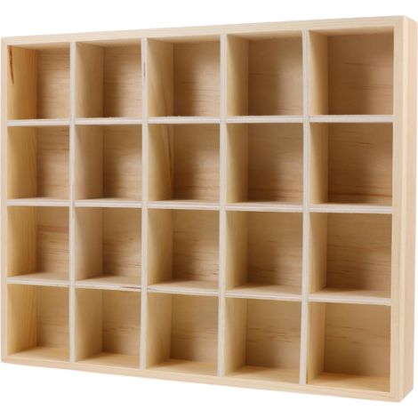 Boîte de Rangement en Bois 20 Compartiments 34x27x5 Cm, Organisateur Tiroir Bureau Multifonction pour Bijoux Maquillage Cosmétiques, Plateau Organisateur Coiffeuse en Bois Naturel (1/5)