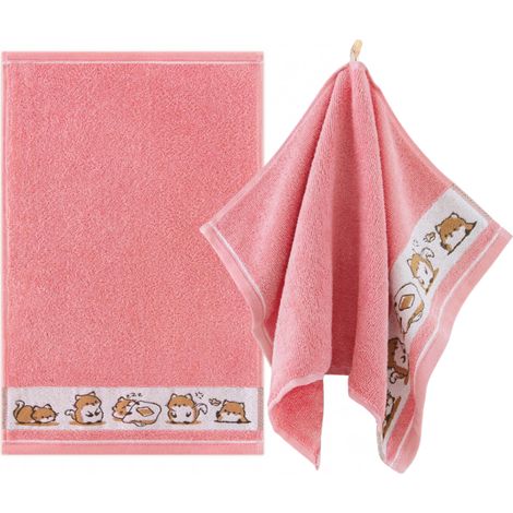 Asciugamano da bagno ZWOLTEX BOBIK in cotone egiziano, bordo rosa, 400 g, 30x50 cm (1/3)