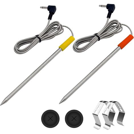 Lot de 2 sondes à viande de remplacement pour barbecues et fumoirs à granulés de bois Oklahoma Joe's, Z Grills et Cuisinart, avec passe-câble et clip de fixation. (1/5)