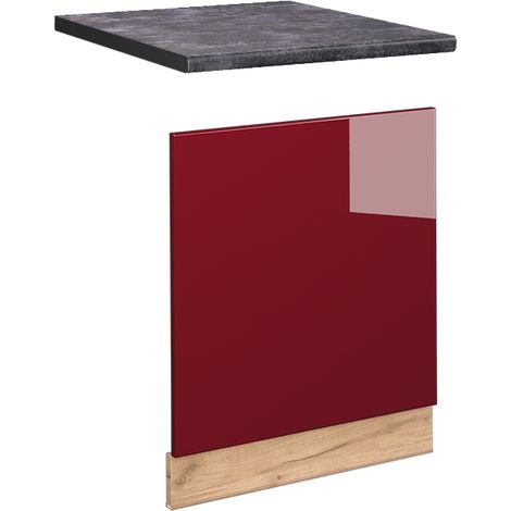 Frontblende Fame-Line, Bordeaux Hochglanz, 60 cm , AP Anthrazit, Vicco