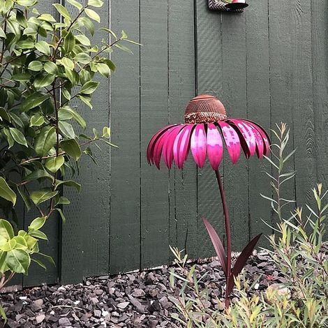 Distributeur de Graines pour Oiseaux en Forme de Fleur - Support en Fer Forgé pour Jardin - Décoration Extérieure et Mangeoire Métallique (1/5)