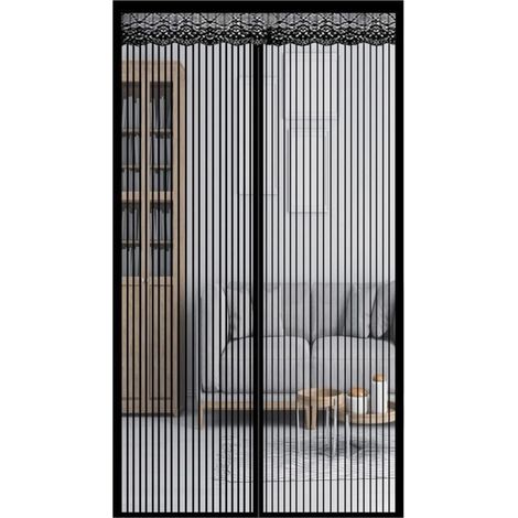 Moustiquaire de Porte Magnétique Rideau de Porte Antimoustique avec Fermeture Aimantée Sans Perçage pour Porte de Balcon, porte Cave, Porte de Terrasse (120 220cm) café rayé- (1/4)