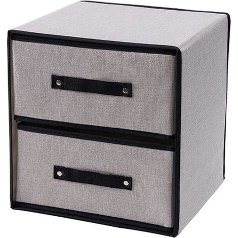 Boîte de rangement en tissu à double tiroir, idéale pour les armoires de chambre, lavable, pliable, avec deux tiroirs, parfaite pour ranger les foulards. (1/5)