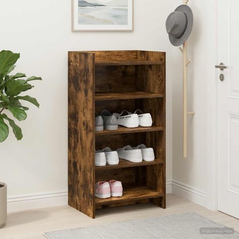 Meuble à chaussures avec rangement en bois d’ingénierie chêne fumé 48 x 36 x 92 cm, 18kg - PANGIVO (1/5)