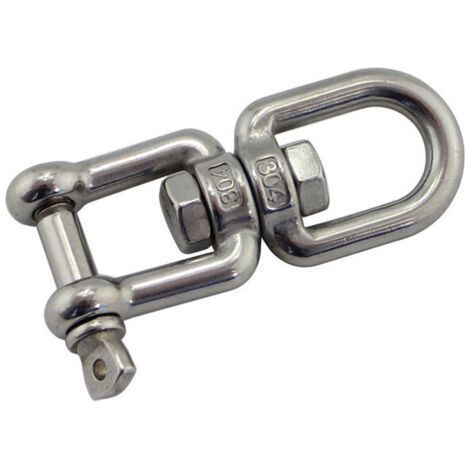 1Pieces M8 Stainless Steel Double Ended Hook Eye Swivel Eye Y Fork Rotation Grillo Ring Connector for Hanging Sandbag Swing, Hanging Chair (1/4)