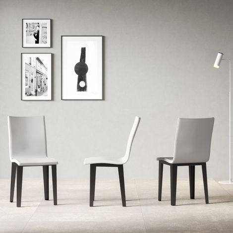 Sedia in ecopelle Bianco gambe coniche antracite - ARMIDA SET 2 PEZZI (1/5)