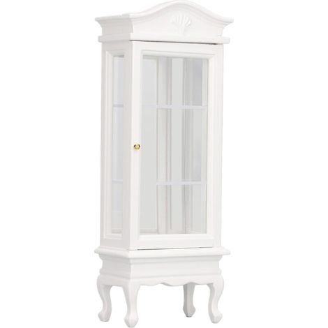 Armoire miniature en bois pour maison de poupée 1:12, toit en arc blanc, porte unique, vitrine de présentation (1/5)