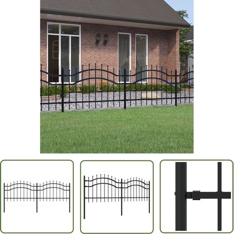 The Living Store Gartenzaun mit Speerspitzen Schwarz 115 cm Stahl - Gartenzaun - Stahldrahtzaun - Sicherheitszaun - Zaunfeld - Terrassenabgrenzung (1/5)