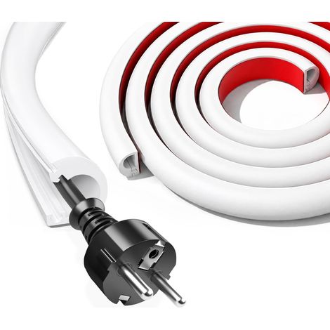 Mini goulotte de câble autocollante en silicone flexible semi-circulaire - Blanc - Goulotte de câble murale - Goulotte de câble TV - Cache-câbles - 2 m (1/5)