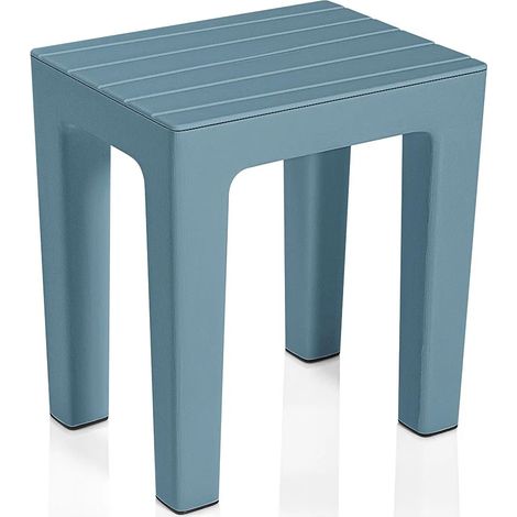Sgabello bagno Lello multiuso turchese cobalto effetto legno (1/5)