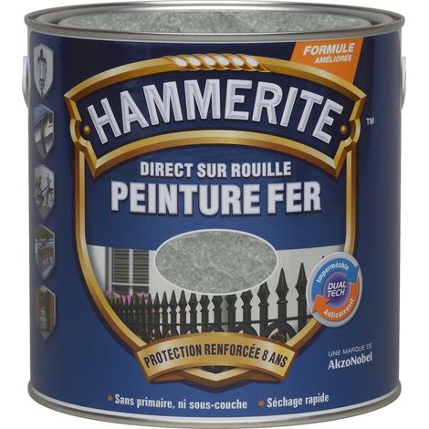 Peinture Direct Sur Rouille Martelée Gris Argent 2,5 L - Hammerite