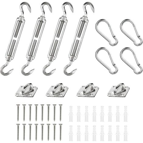 M6 Kit de Fixation pour Voile D'ombrage, Acier Inoxydable Soleil Voile D'ombrage Kit de Fixation pour Triangle et Carré, Rectangle, du Soleil Voile D'ombrage Accessoires de Fixation (1/4)