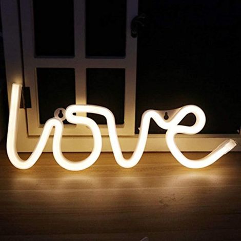 Neon Light Art Love LED Veilleuse pour décoration murale chambre fête d'anniversaire Noël décoration de mariage (blanc chaud) (1/5)