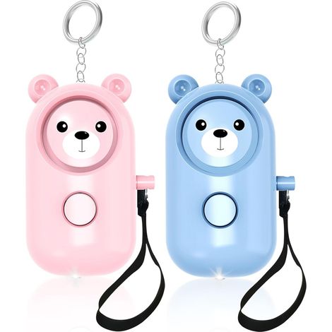 Alarme de sécurité portable, sirène d'urgence 130 dB, alarme personnelle à lumière LED (bleu et rose), lot de 2 (1/5)