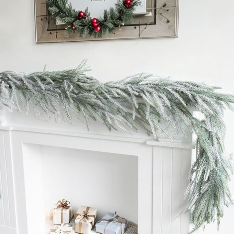 Guirlande De Noël - Sapin Artificiel Floqué Neige - 180 cm - Pour Arbre De Noël, Cheminée Et Décoration Intérieure - 1 Pièce (1/5)
