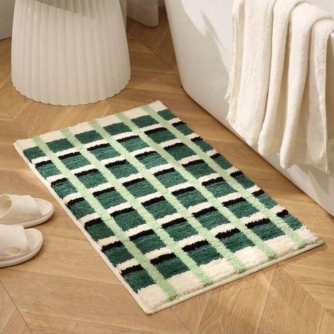 Tapis de bain style campagne, tapis absorbant pour les pieds, tapis antidérapant, tapis de toilette - 40 x 60 cm (1/3)
