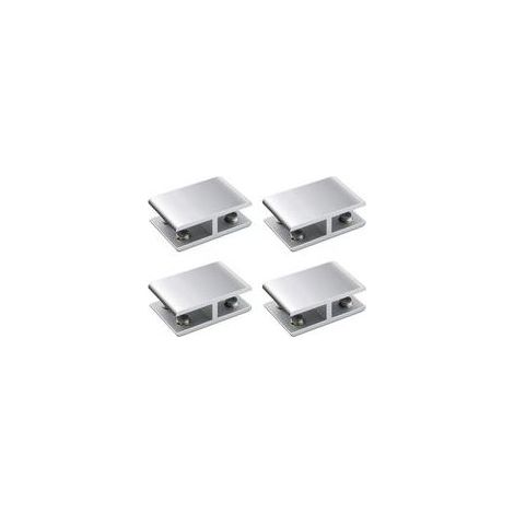 Lot de 4 pinces à verre réglables double face en alliage d'aluminium pour étagère de 8 à 12 mm d'épaisseur (1/4)