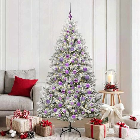 Sapin de Noël Artificiel 180 cm 300 LED Blanc chaud, Illuminé, Décoration de Noël (1/5)