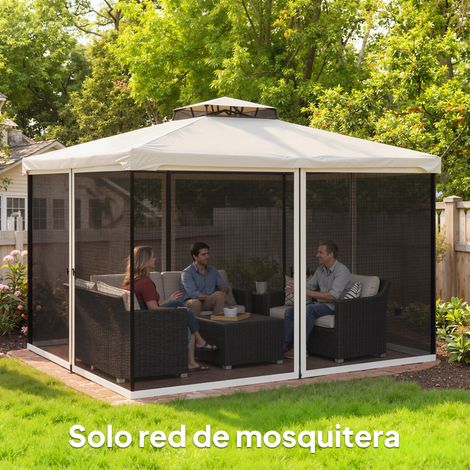 Lot 4 panneaux Noir latéraux 3 4x2 m moustiquaire kiosque fermetures éclair anneaux