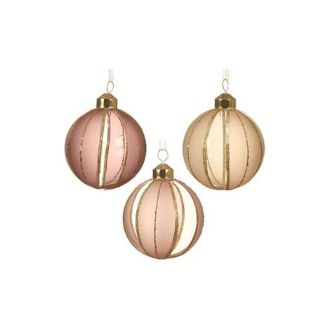 PALLA DI NATALE SOFT PINK VETRO D 8 CM
