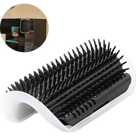 Chat Auto Toilettage Brosse Wedge Massage Peigne Jouets pour Chats - Noir (1/5)