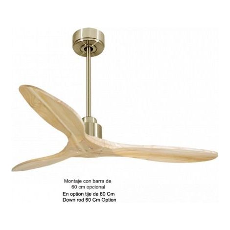 Tenerife de KlassFan - Super destratificateur et ventilateur DC 132 cm Laiton pales bois clair sans Lumière 25 à 40 m² (1/5)