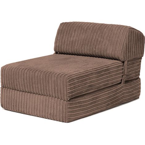 Loft 25 - Materasso pieghevole per adulti, materasso per ospiti con poggiatesta, materasso pieghevole in velluto a coste, 168x60x14 cm, comodo materasso futon per soggiorno - Moka (1/5)