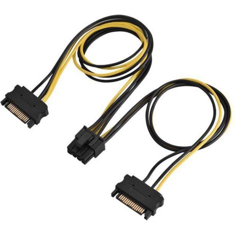 Câble adaptateur d'alimentation SATA vers PCI-E - - 15 broches vers 8 broches - 20 cm/40 cm
