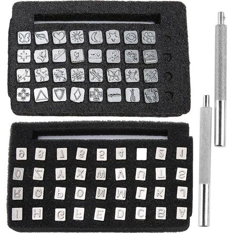 Jeu de 6 poinçons en alliage de zinc pour cuir, outil d'estampage DIY, chiffres et lettres 6mm, motifs insectes (1/5)