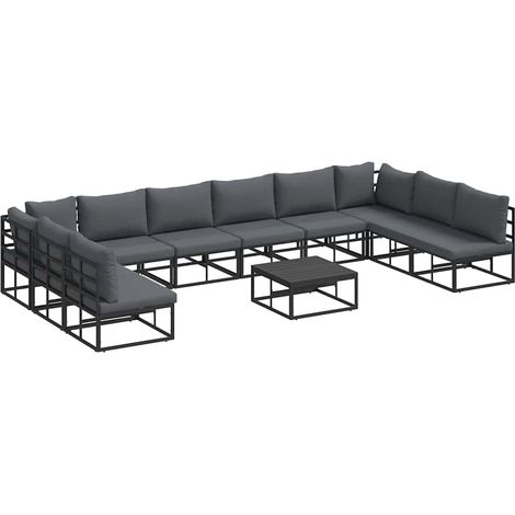 Maison Exclusive - Set Divano da Giardino con cuscino 11 pcs Nero Alluminio