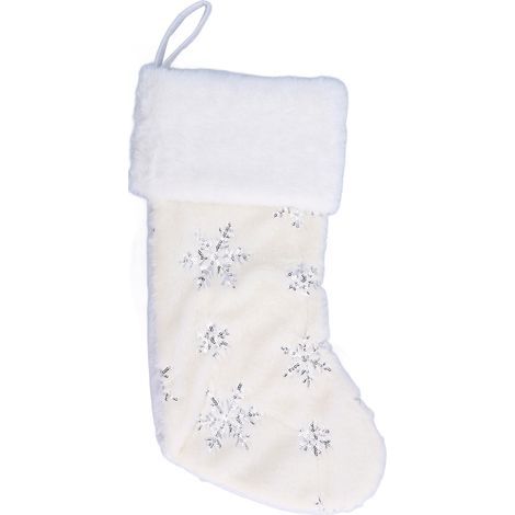 Weihnachtsbaum-Strumpf, Anhänger, große Öffnung oben, Stickereimuster, exquisit handgefertigt für Geschäft, Zuhause, Restaurant (Silber) (1/5)