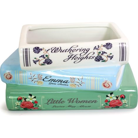 Petite jardinière décorative Forme Livre, céramique pour décoration Maison, Jolie bibliothèque, pour Amateurs Livres Uniques, Pile Livres Classiques (1/5)