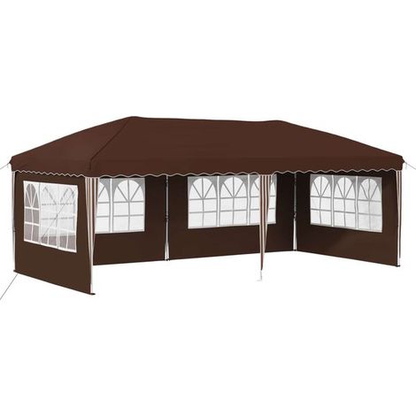Tente de réception portable marron, dimensions : 575 x 289 x 245 cm (1/5)