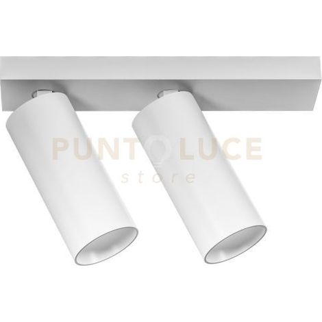 GFA1476C- FARETTO SPOT ORIENTABILE 2 LUCI ATTACCO LED 3000K 2102LM 2X12W COLORE BIANCO SATINATO D.5,5CM BASE 26,5X5,5CM